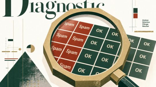 Loupe analysant spams et messages OK