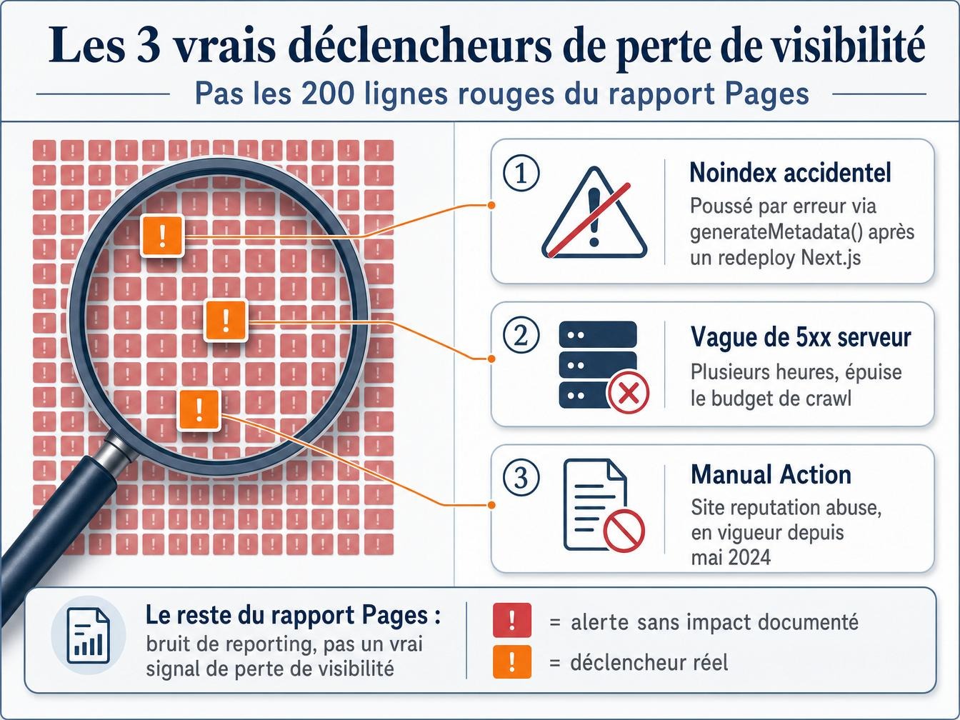 Ce qui déclenche vraiment une perte de visibilité documentée