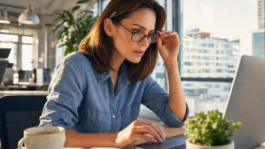 Femme concentrée travaillant sur ordinateur portable au bureau