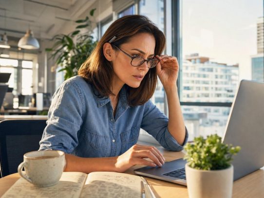 Femme concentrée travaillant sur ordinateur portable au bureau